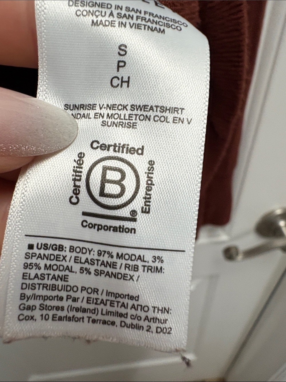 Athleta Sunrise V-Neck Sweatshirt Small Rust Brown Modal Thumbholes Oversized - Picture 6 of 6